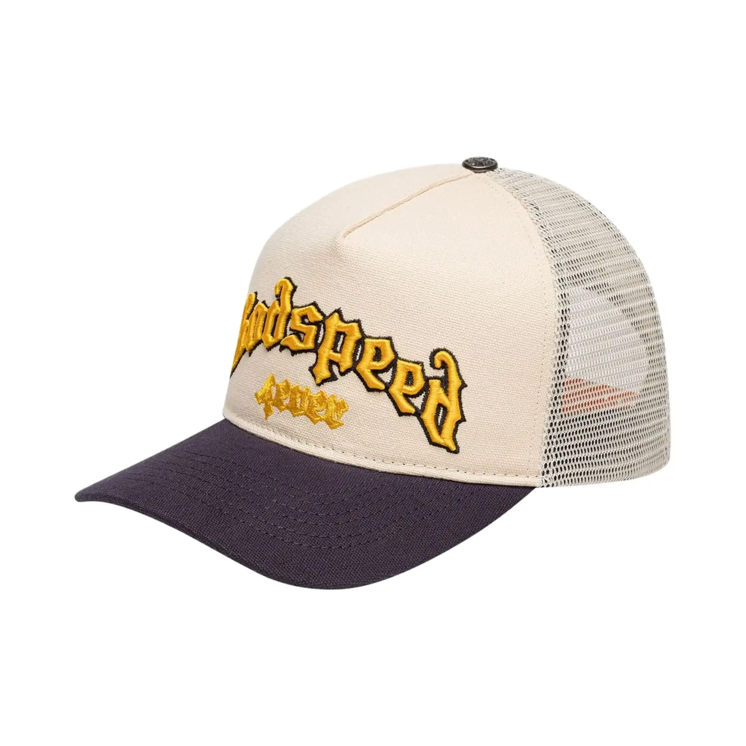 Godspeed GS Forever Trucker Hat w/Pin-set Bone/Yellow/Navy - Image 3