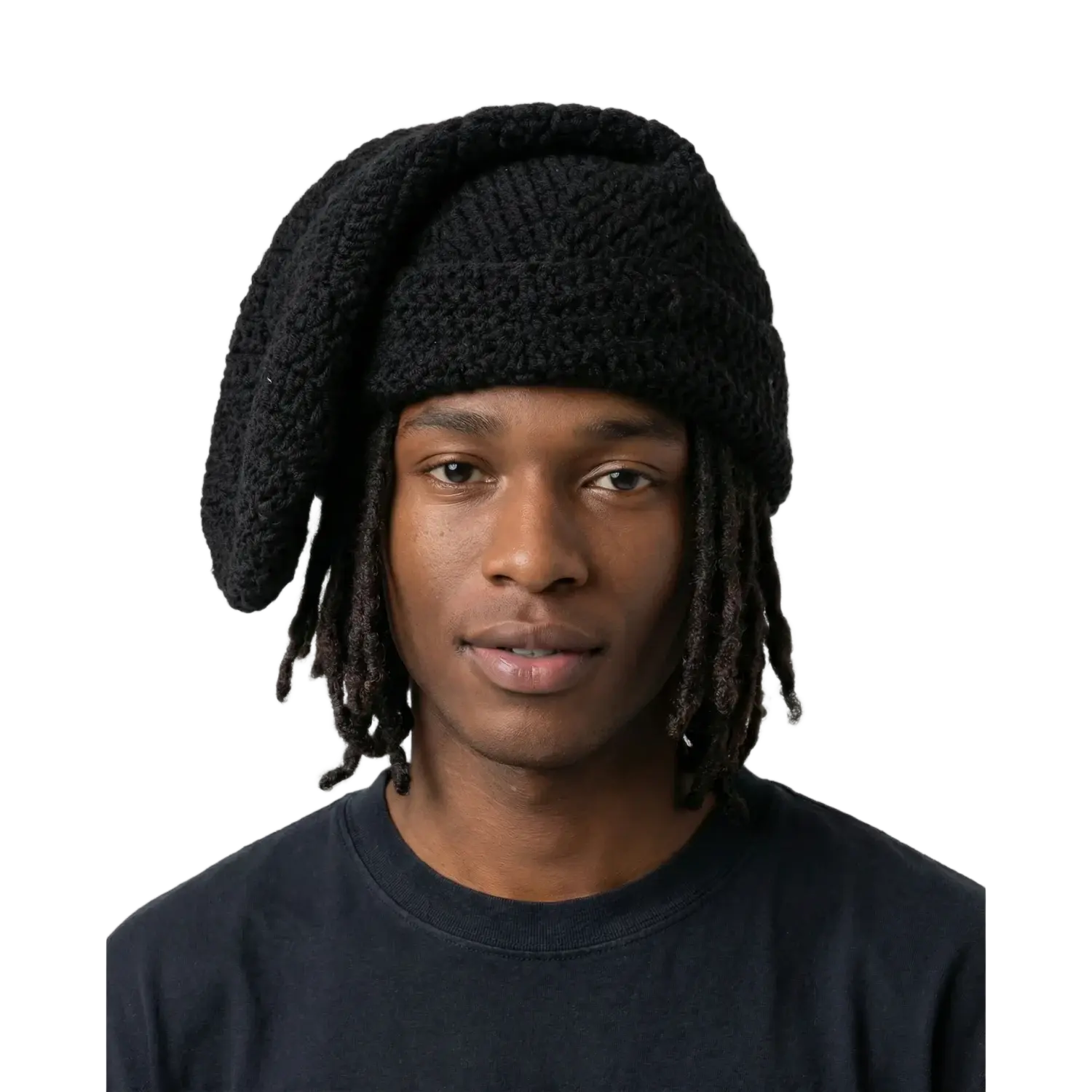 Arkyve Shadow Moss Crochet Sock Hat Black - Image 2